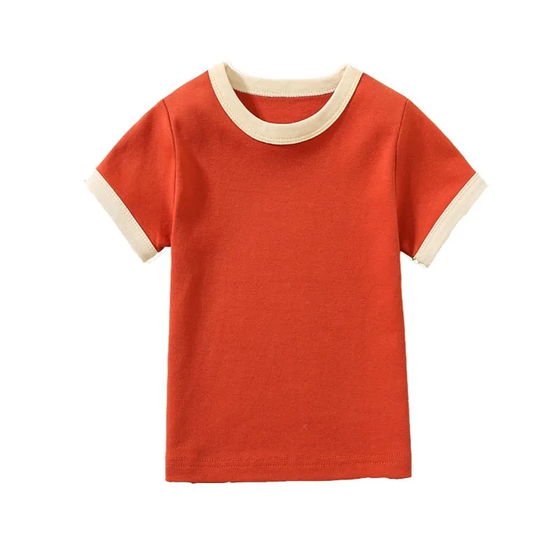 100% Cotton Short Sleeves Round Neck Tops