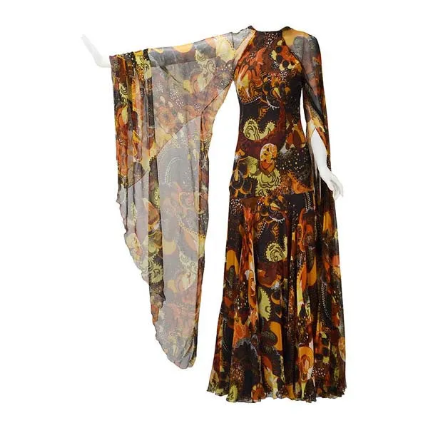 1970s Stavropoulos Silk Print Dress