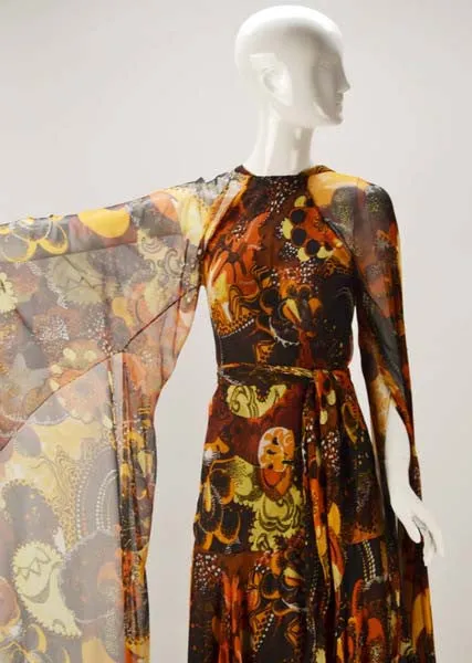 1970s Stavropoulos Silk Print Dress