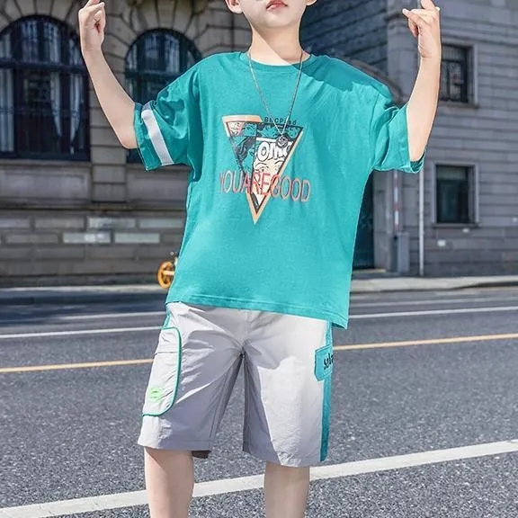 2-piece Letter Pattern T-shirt and Shorts Sets for Boy