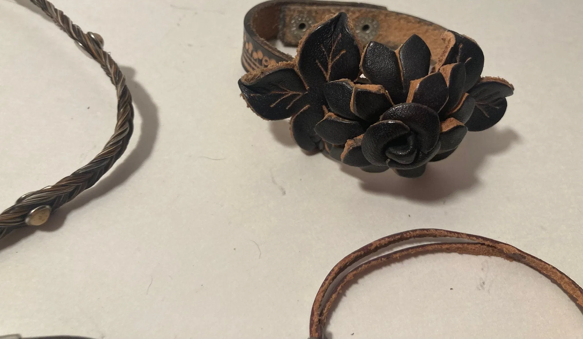 6 Vintage Leather Chokers, Bracelets, Really Nice Designs, Very Nice, Dress, Attire, Fashion, Necklace, Clothing, Quality