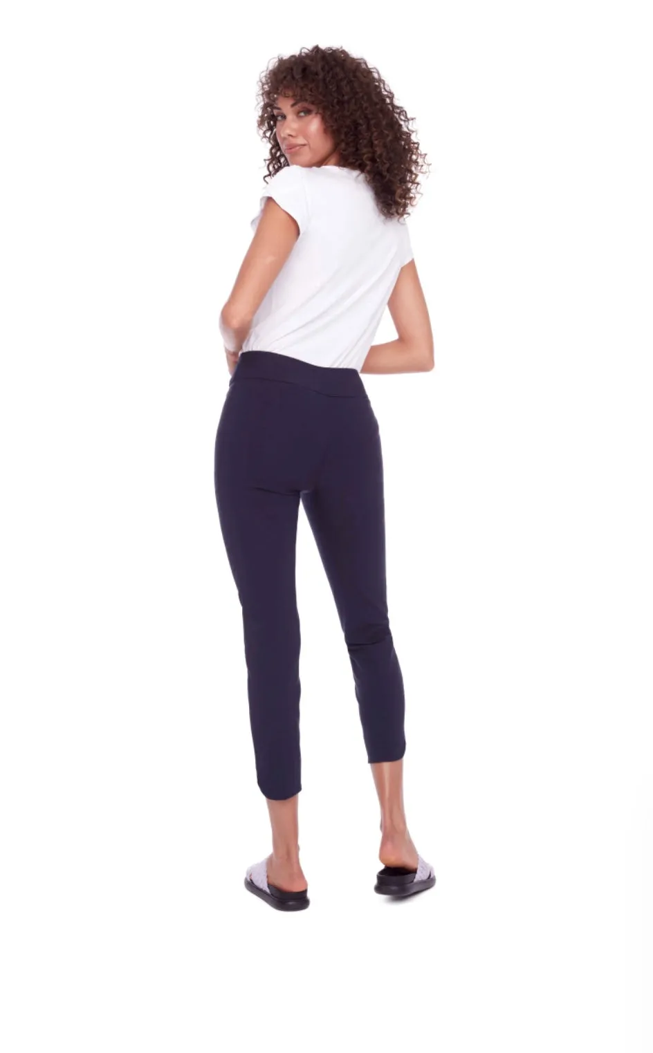 65027A Navy Slim Ankle Stretch Capris