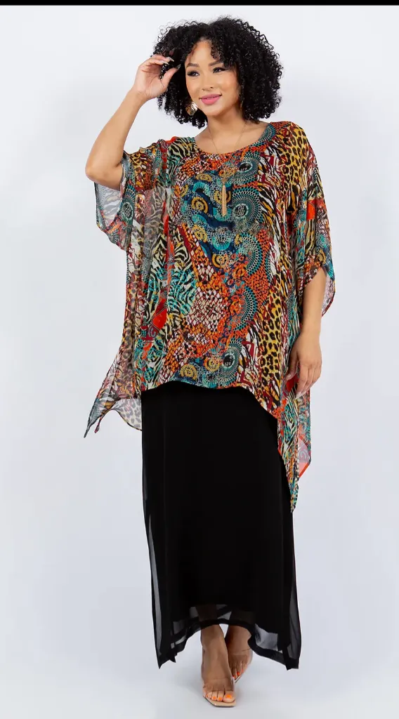 Aboriginal Dreaming Oversize Pacifica Tunic Top Lagenlook Boho Hippie Chic SML-6X 