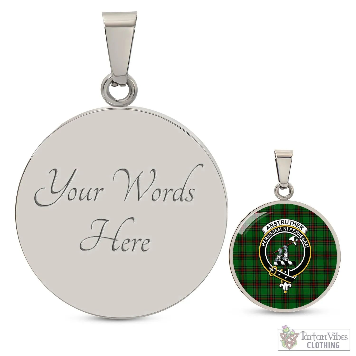 Anstruther Tartan Circle Necklace with Family Crest