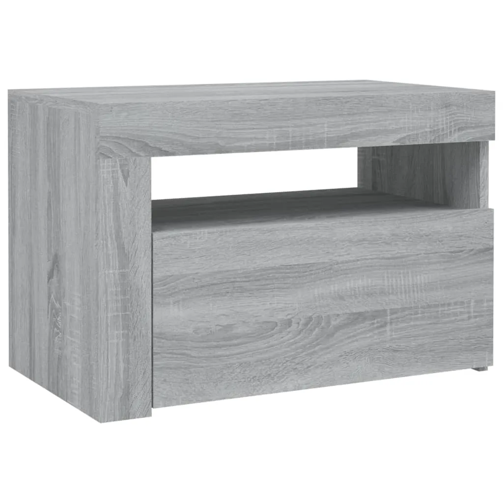 Bedside Cabinets 2 pcs with LEDs Grey Sonoma 60x35x40 cm