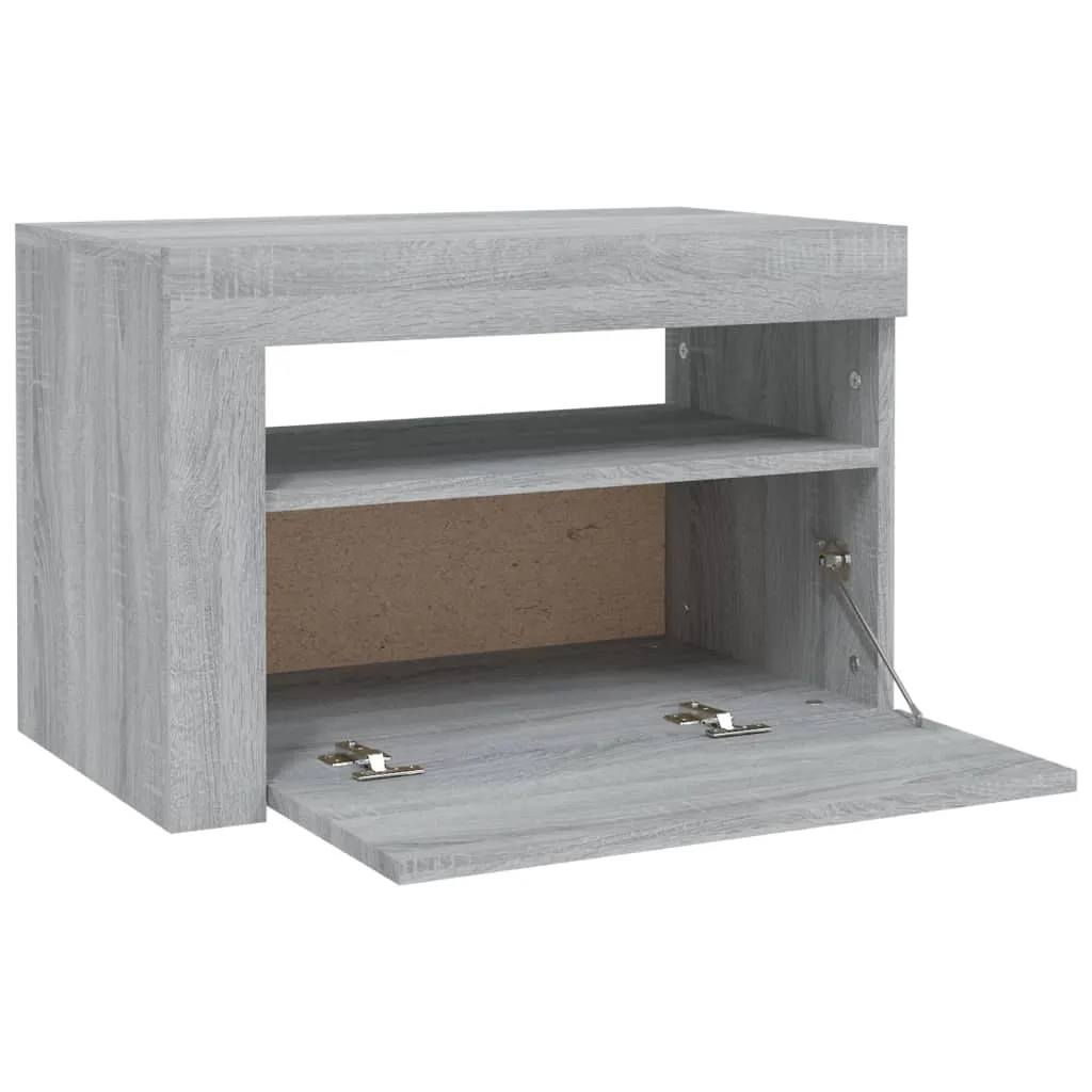 Bedside Cabinets 2 pcs with LEDs Grey Sonoma 60x35x40 cm