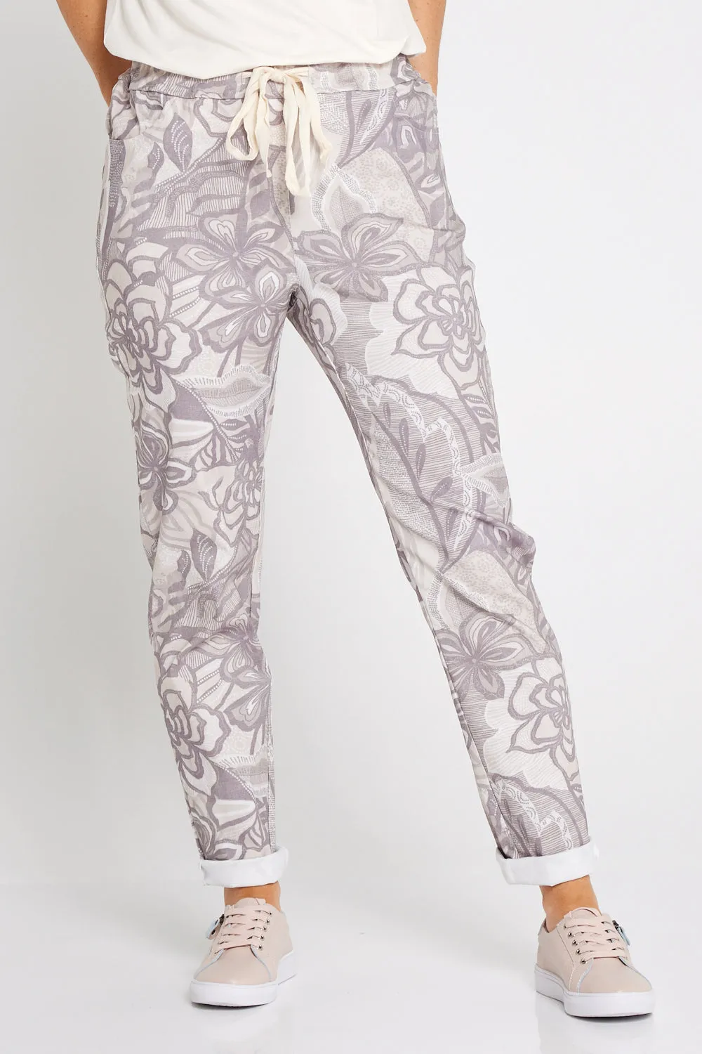 Beth Pants - Taupe Floral