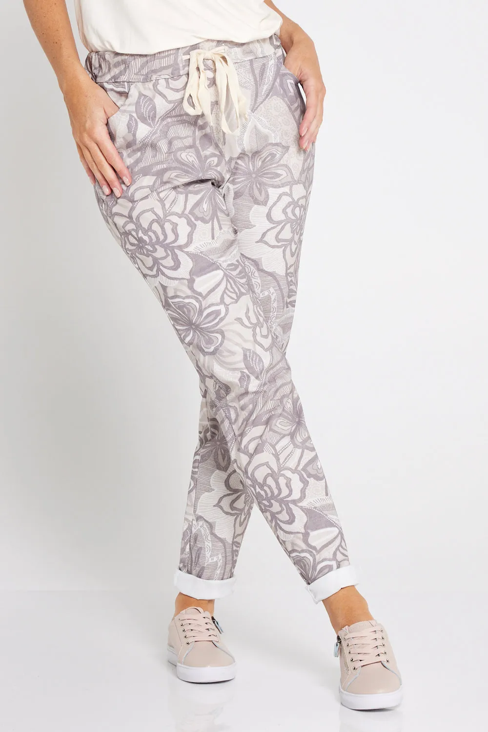 Beth Pants - Taupe Floral