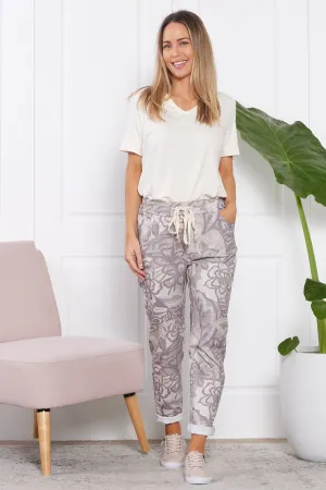 Beth Pants - Taupe Floral