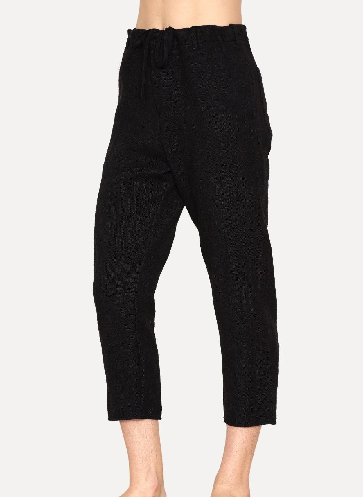 Black   Grey Wool Linen Blend Lounge Pants