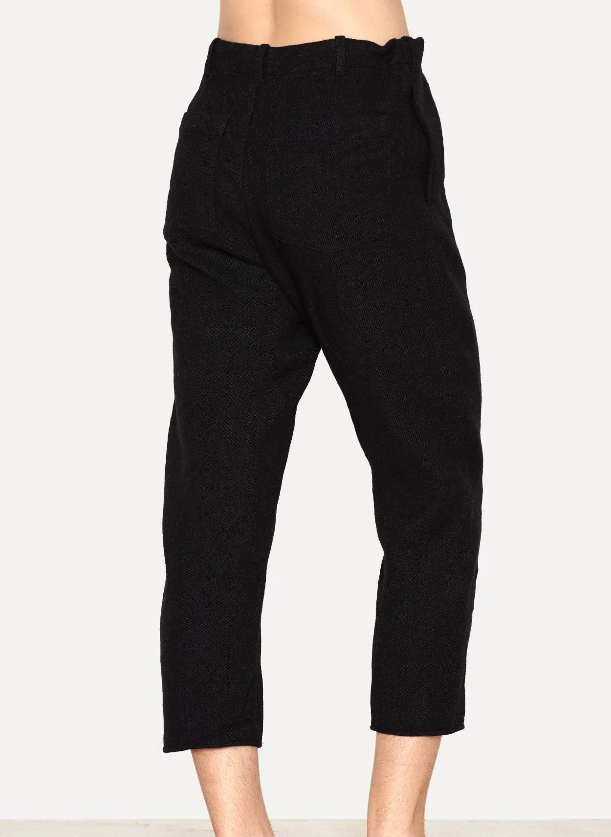 Black   Grey Wool Linen Blend Lounge Pants