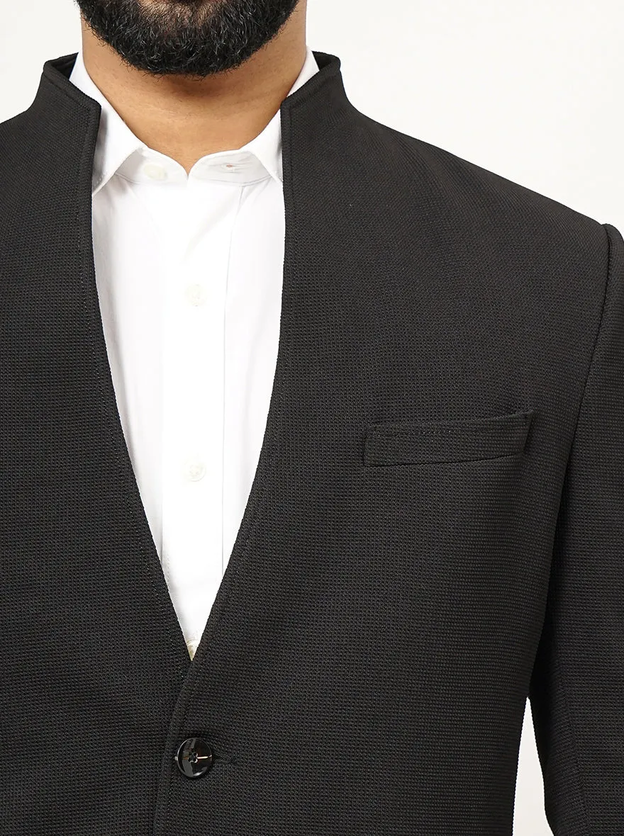 Black Solid Slim Fit Blazer | JB Studio