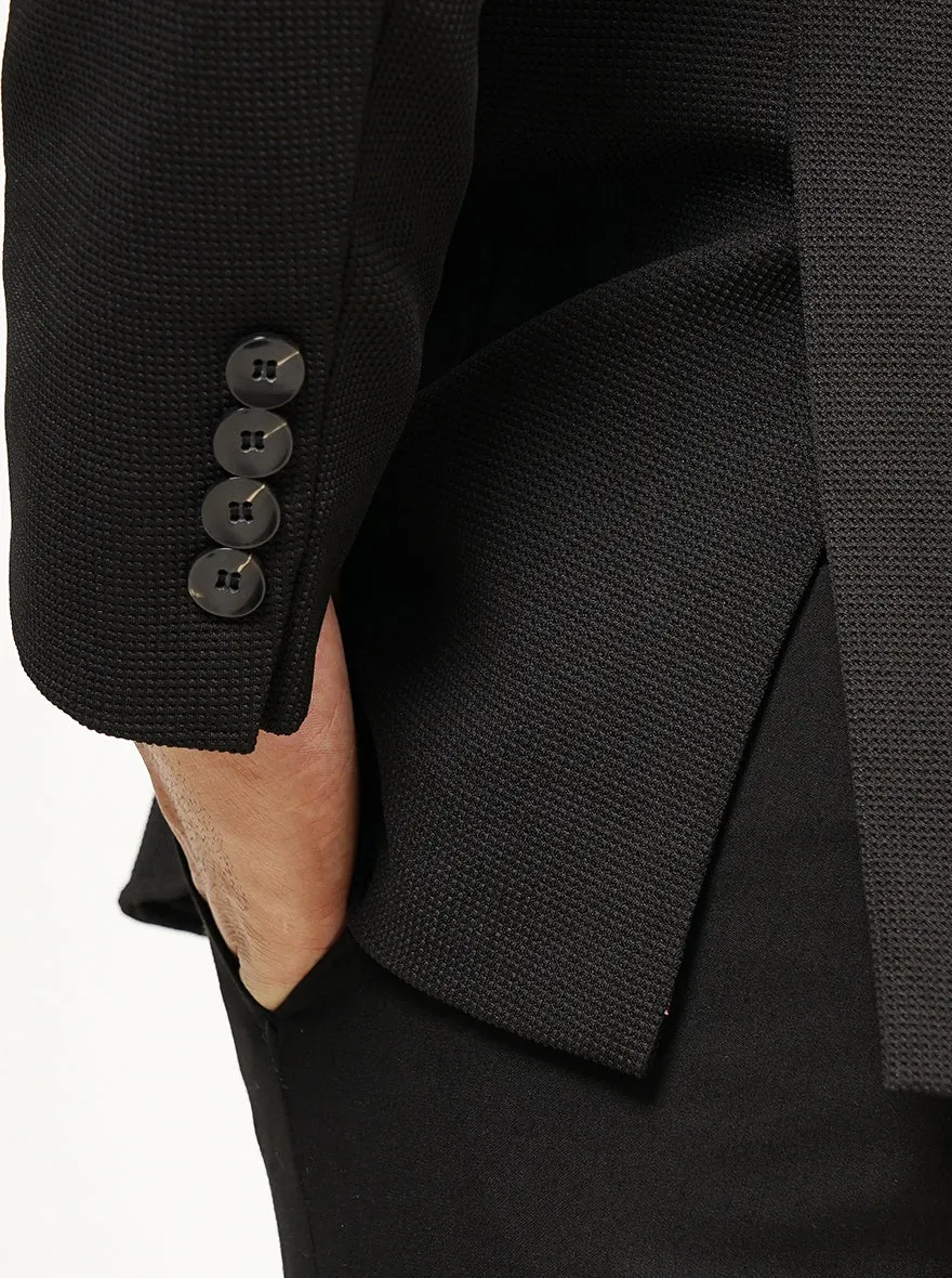 Black Solid Slim Fit Blazer | JB Studio