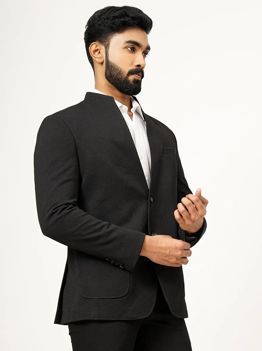 Black Solid Slim Fit Blazer | JB Studio