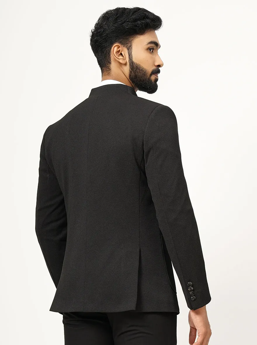 Black Solid Slim Fit Blazer | JB Studio