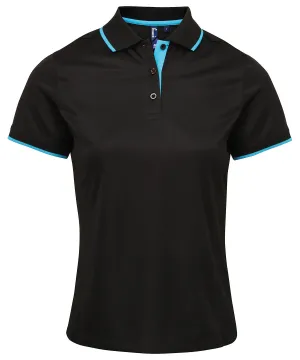 Black/Turquoise - Women's contrast Coolchecker® polo