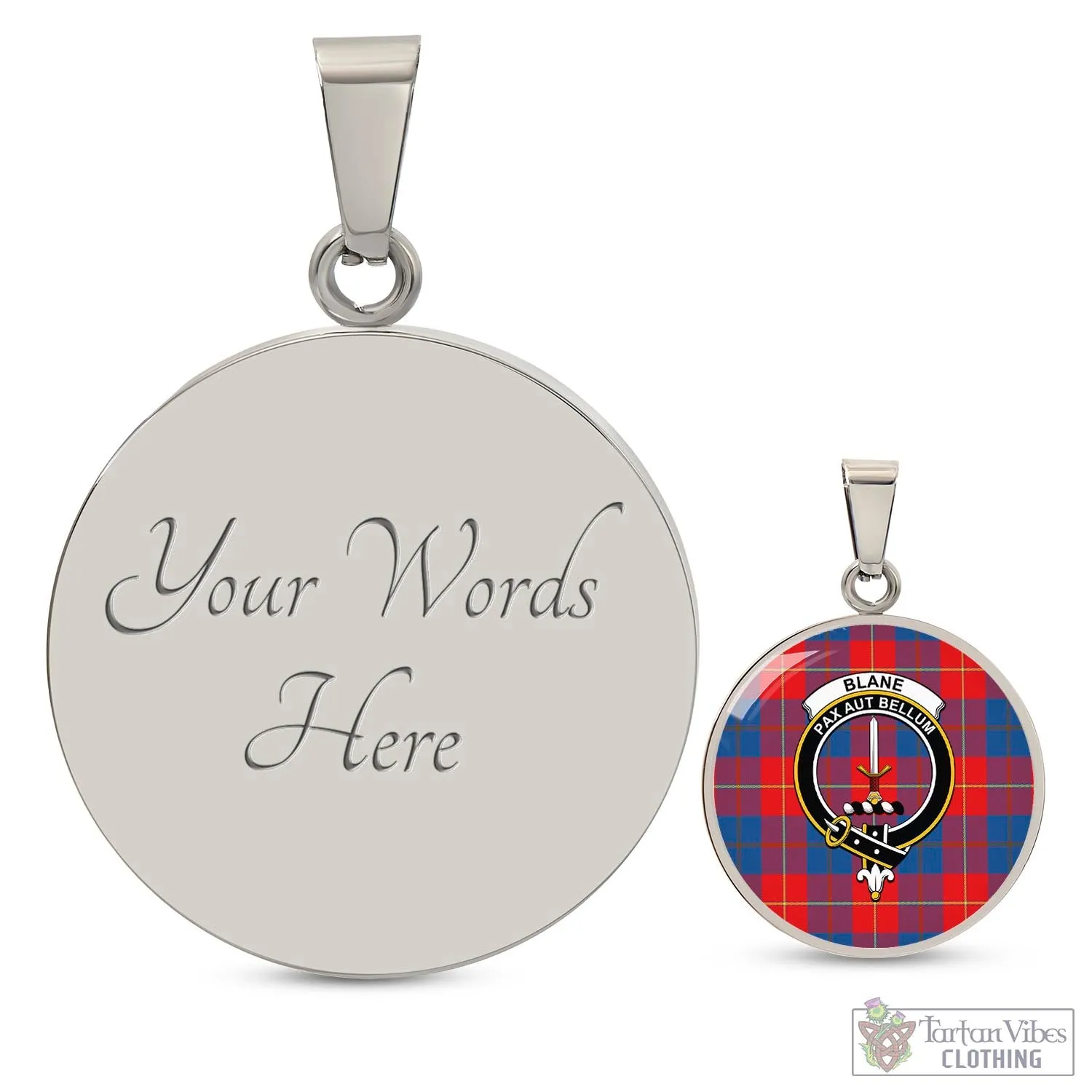 Blane Tartan Circle Necklace with Family Crest