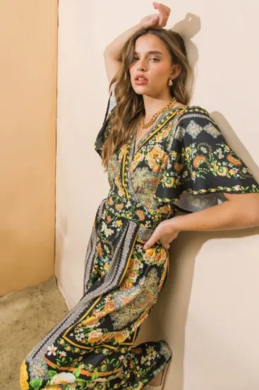 Boho Floral Wide Leg Jumpsuit