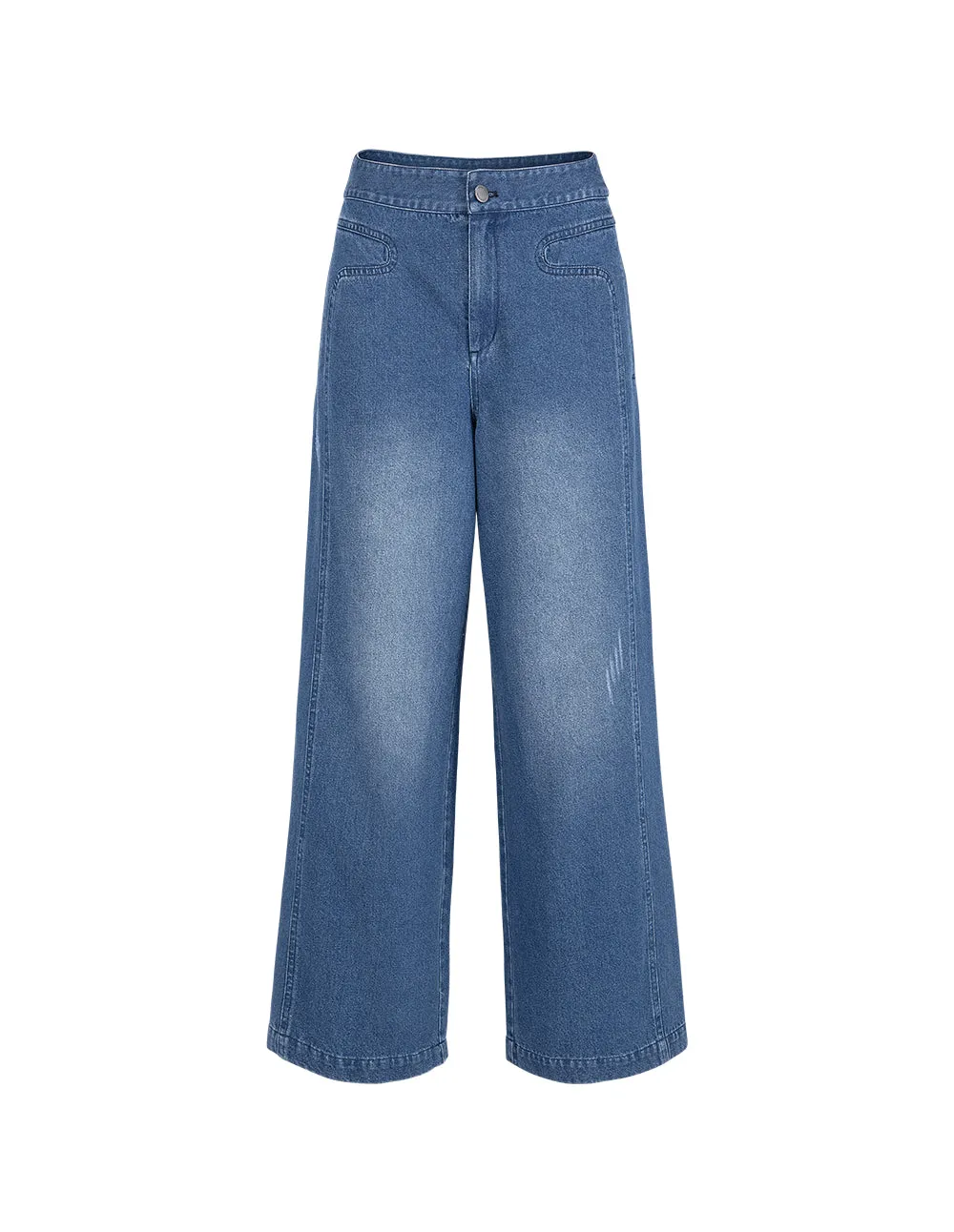 BORA AKSU Versatile Washed Wide-Leg Jeans With Artistic Curve Design