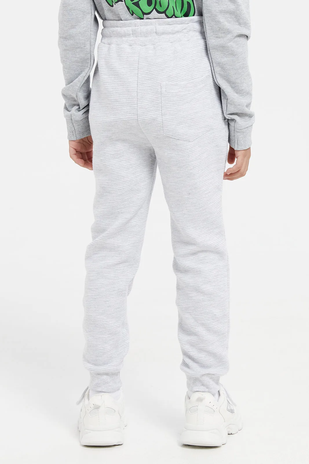 Boys Grey Textured Track Pants