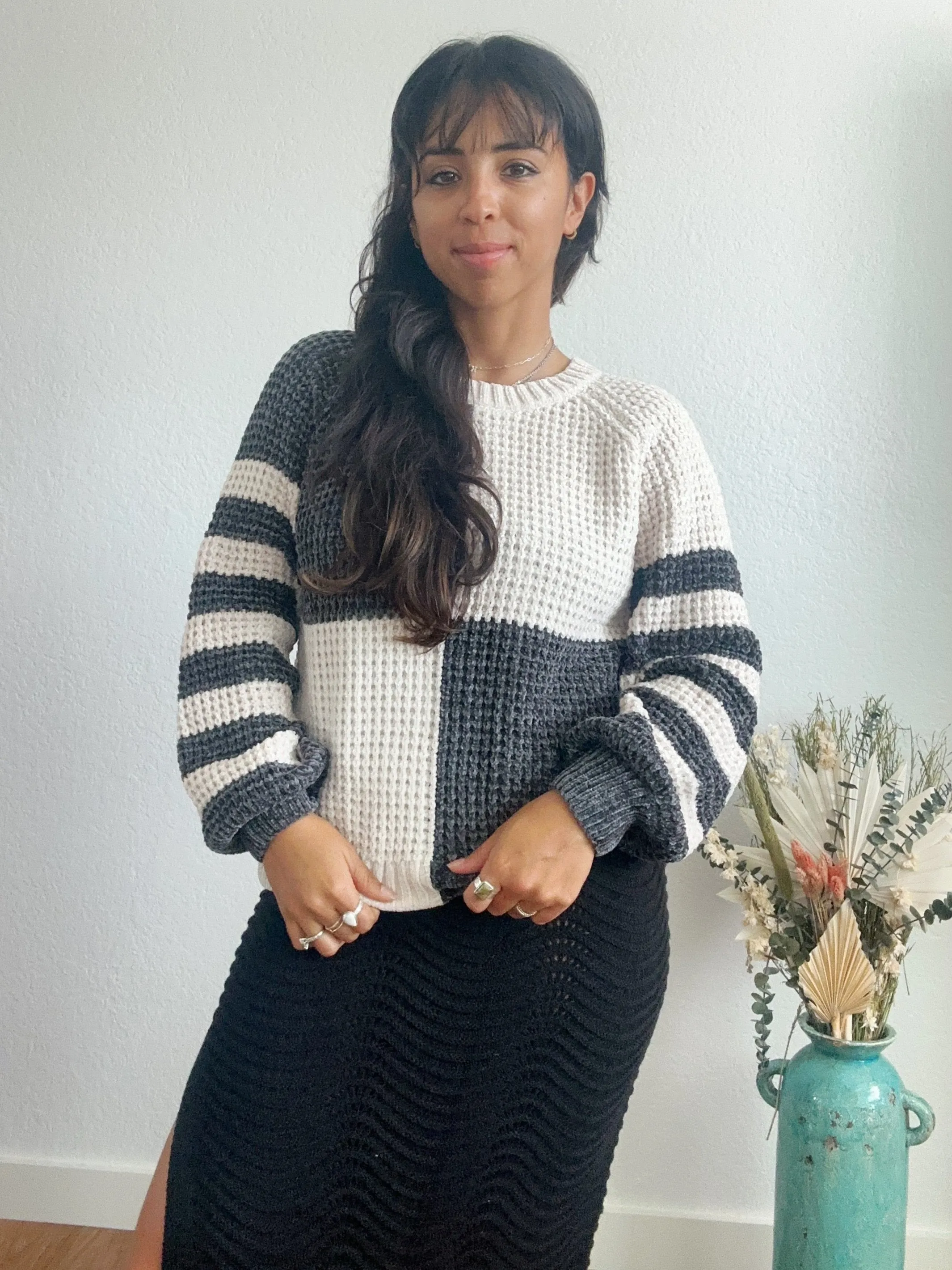 Charcoal Checkered Sweater