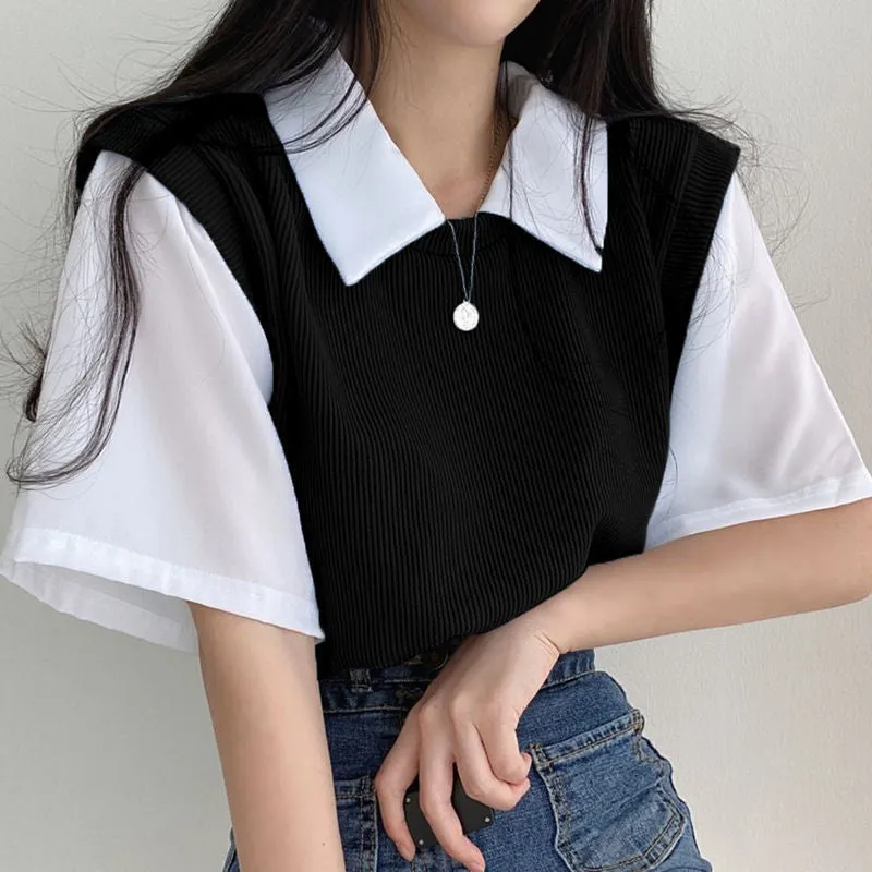 Chic Casual Fake Two Piece Loose T-Shirt