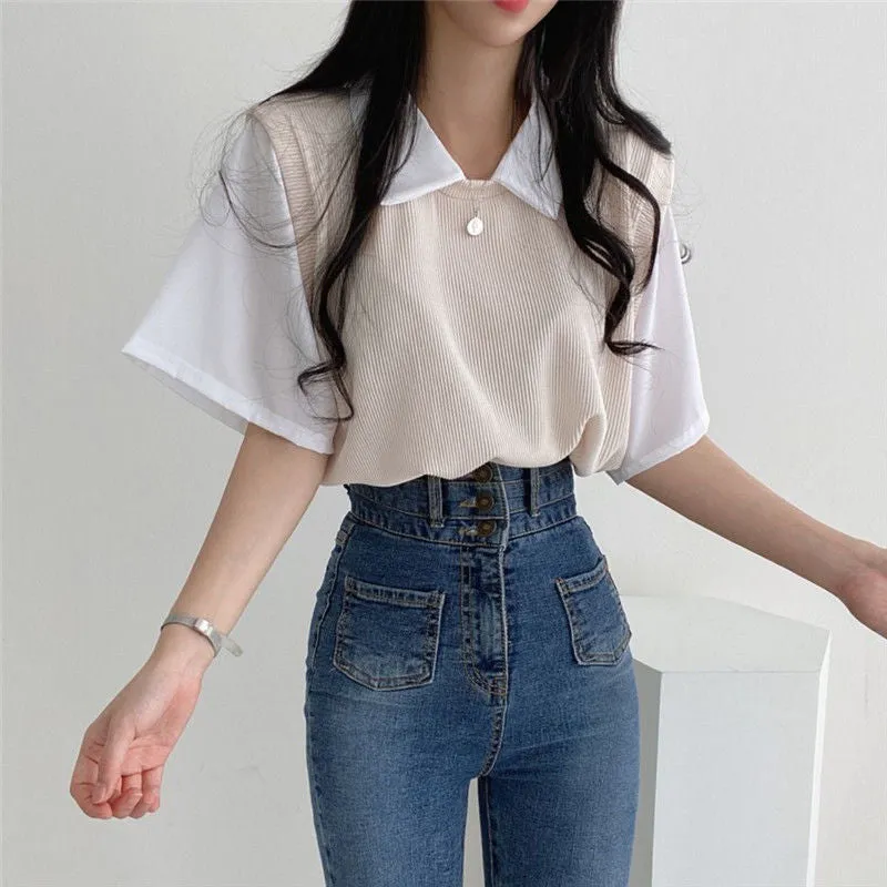 Chic Casual Fake Two Piece Loose T-Shirt