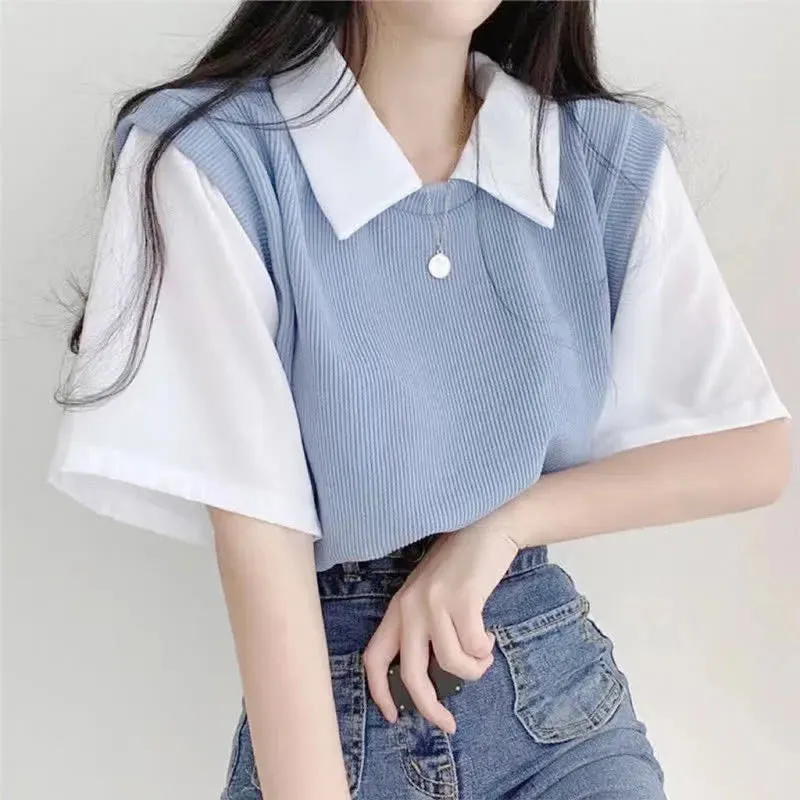 Chic Casual Fake Two Piece Loose T-Shirt