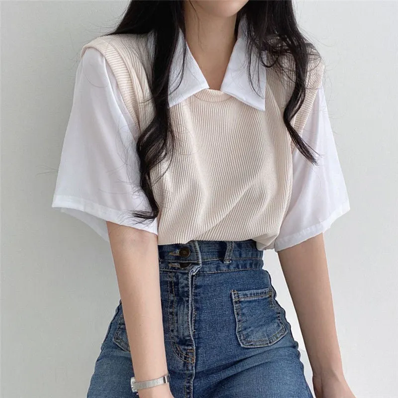 Chic Casual Fake Two Piece Loose T-Shirt