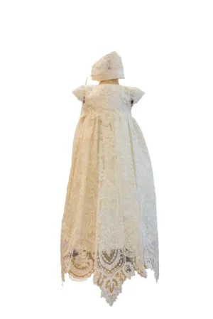 Christening - Charlotte Ivory Silk & Pearl French Lace Gown