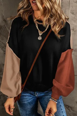 Color my Cozy Color Block Sweater Black