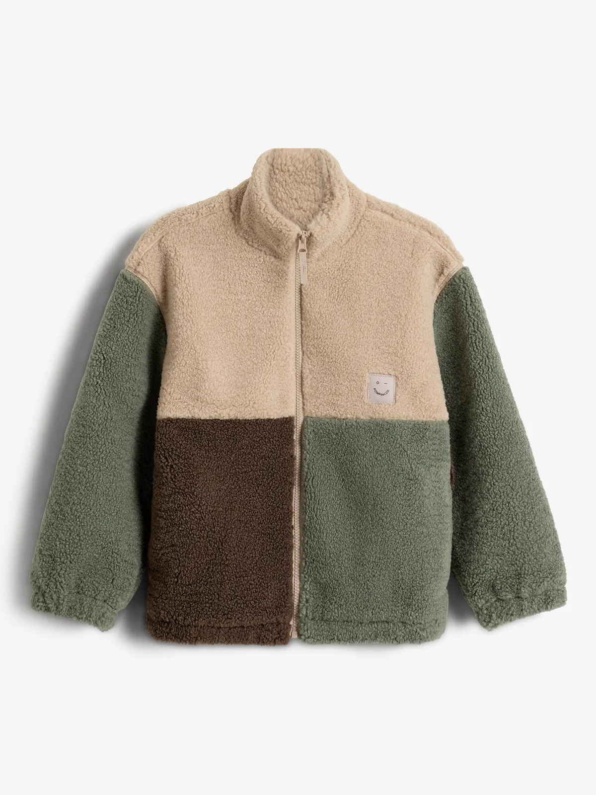 Colorblock Teddy Jacket - Tween - Green/Beige/Dark Earth