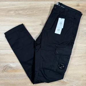 C.P. Company Stretch Sateen Lens Cargo Pants in Black