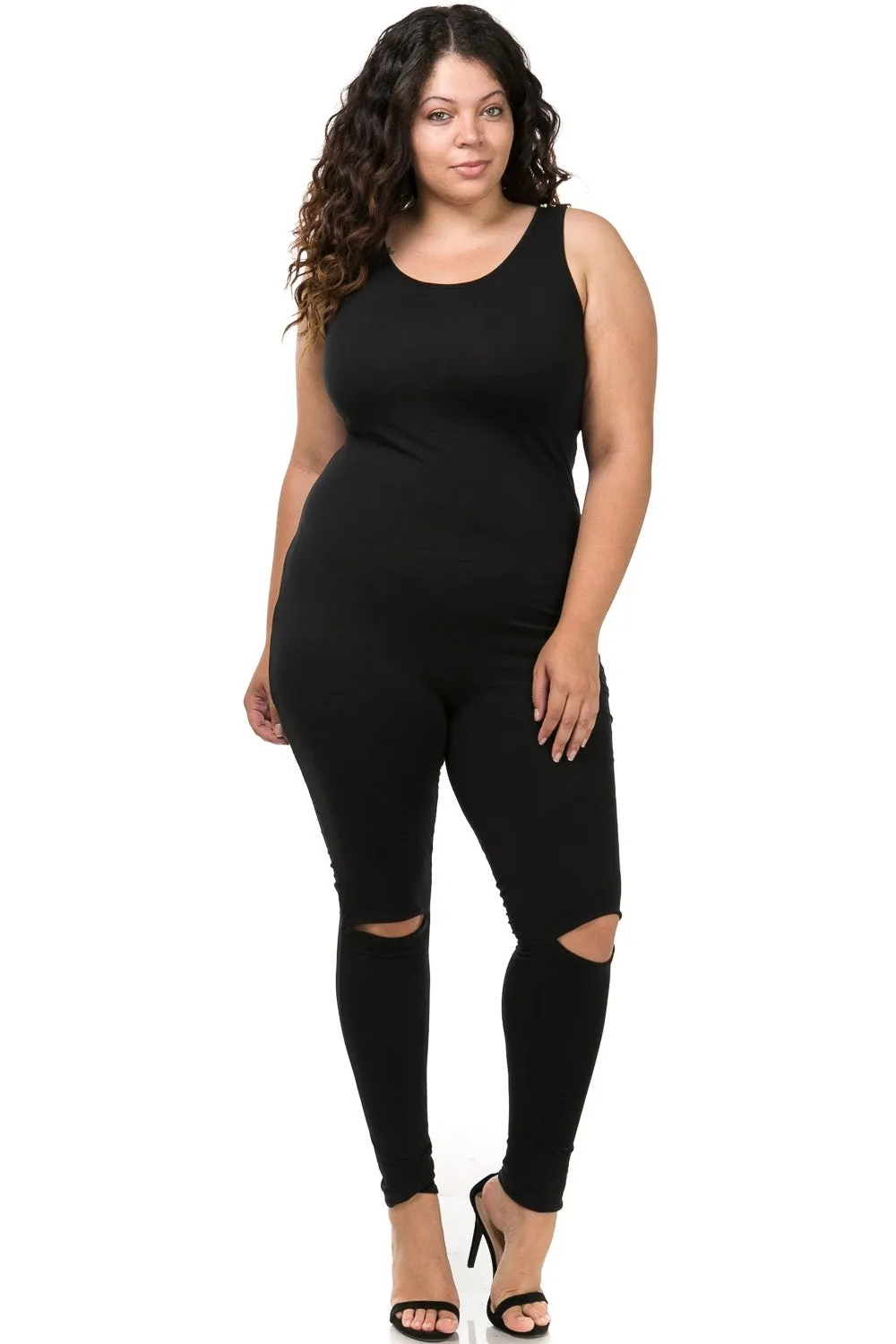 Curvy Girl Jumpsuit with Knee Slit