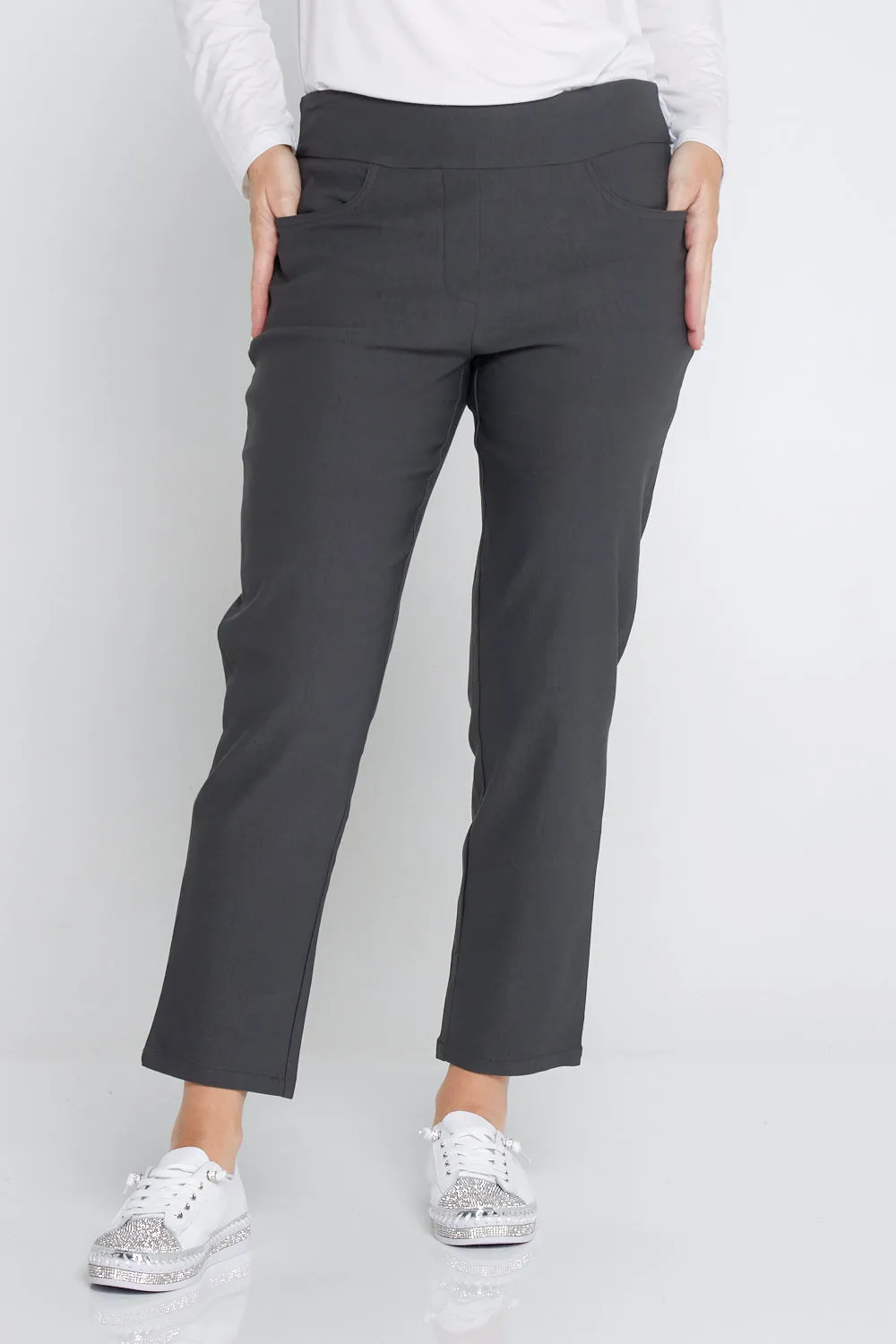 Dana Bengaline Capri Pants - Charcoal