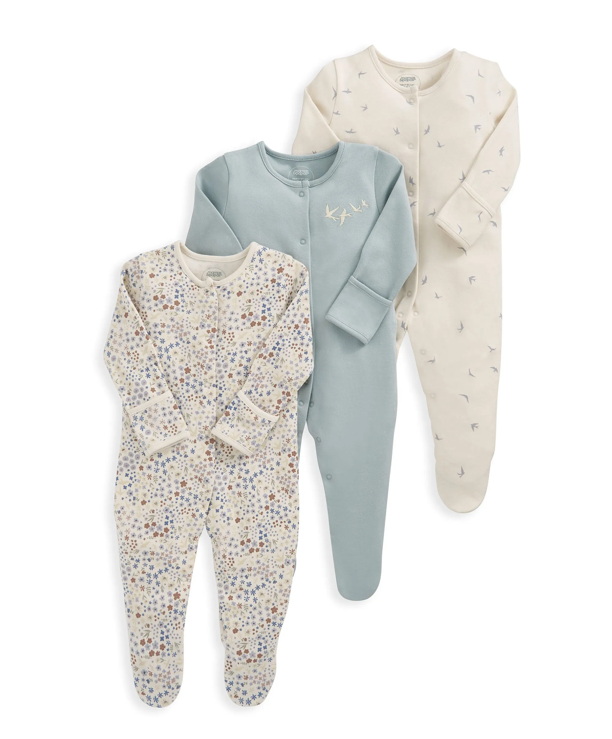 Ditsy Floral Sleepsuits (Set of 3)