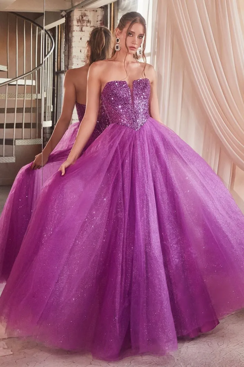 Eternity Prom Dress Tulle & Sequin Gown 740217ER-Amethyst LaDivine CD0217 Cinderella Divine CD0217