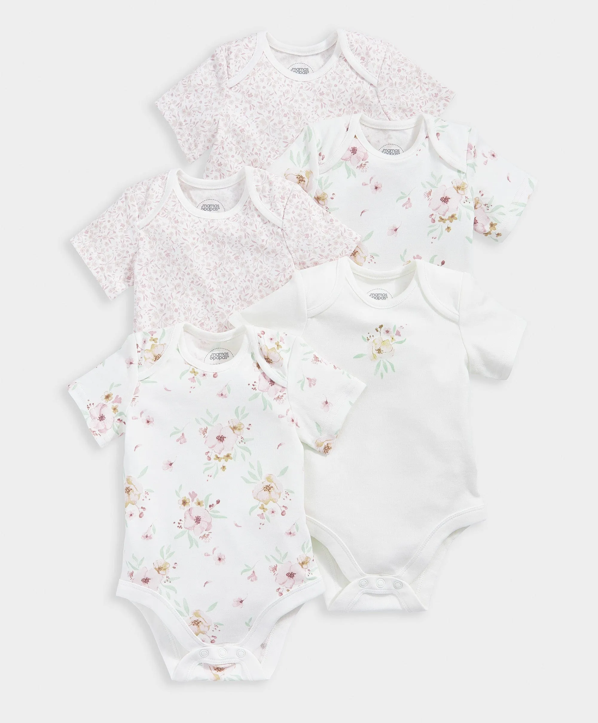 Flower Bodysuits (Set of 5) - Pink