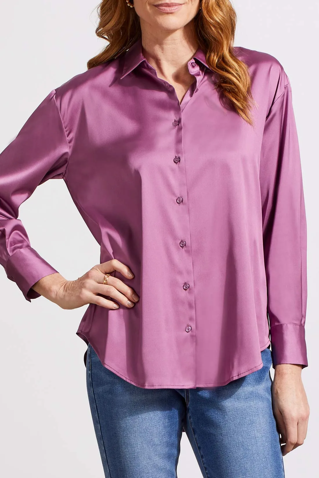 Flowy Satin Button-Up Shirt