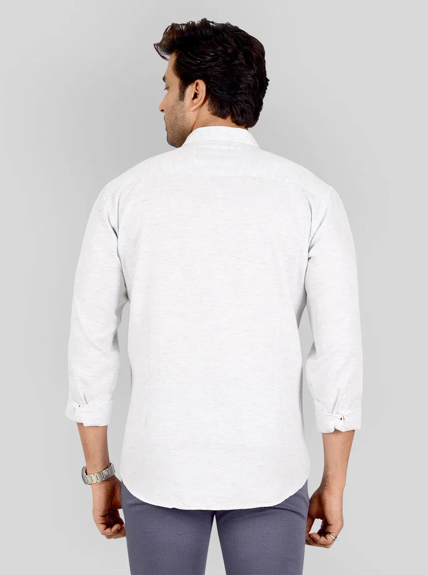 Frosted Grey Self Design Smart Fit Casual Shirt | Greenfibre