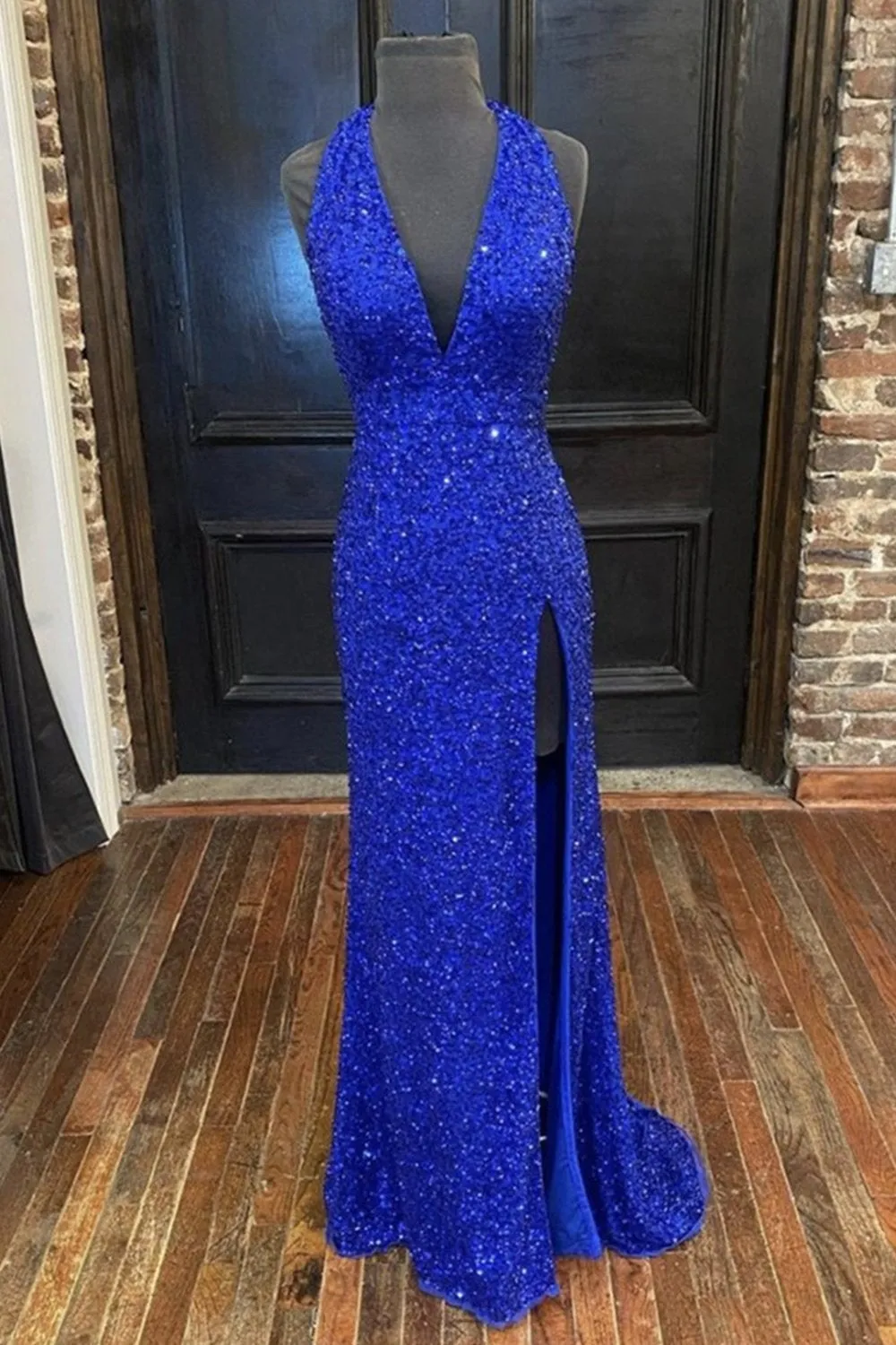 Gorgeous Detachable Train Mermaid Royal Blue Sequins Prom Dress,Women Formal Dresses