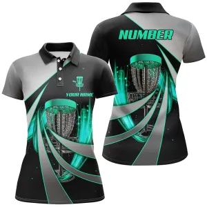 Green Black Personalized Disc Golf Polos Custom Disc Golf Basket Shirts For Women Golf Gifts