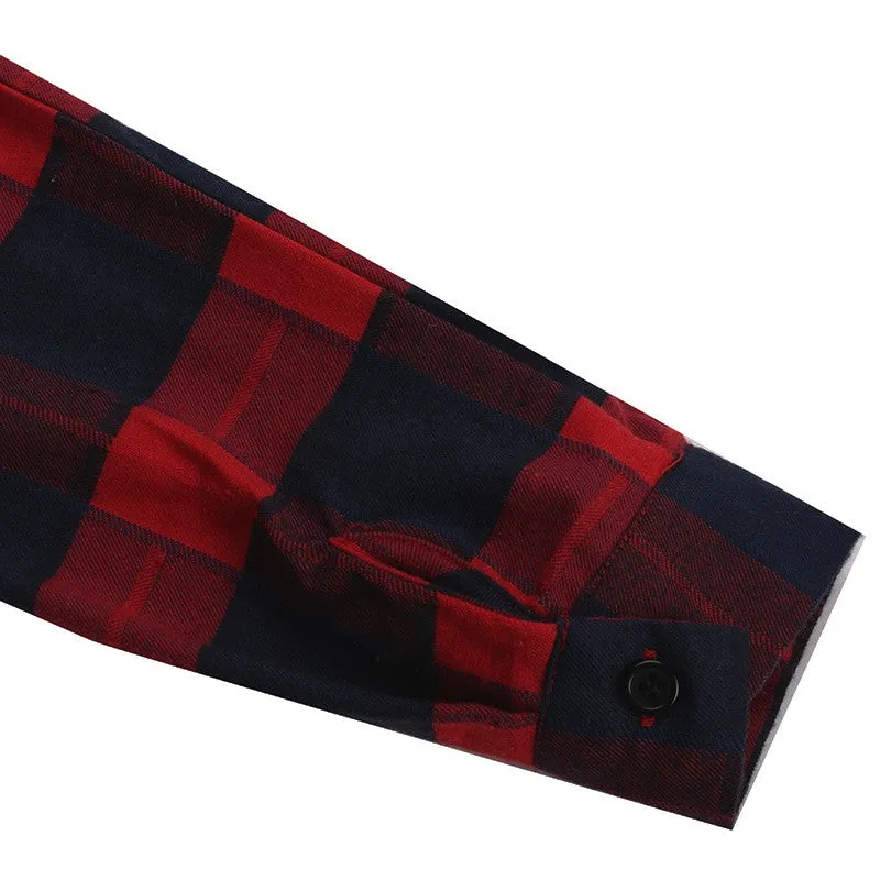 High Quality Asymmetrical Plaid Long Sleeve Shirt