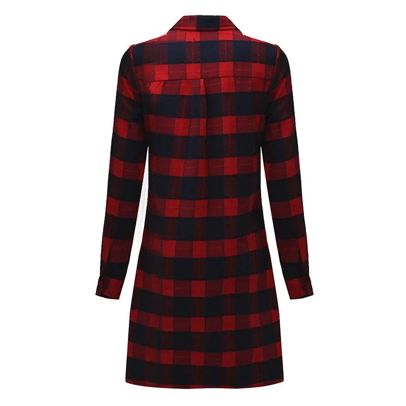 High Quality Asymmetrical Plaid Long Sleeve Shirt