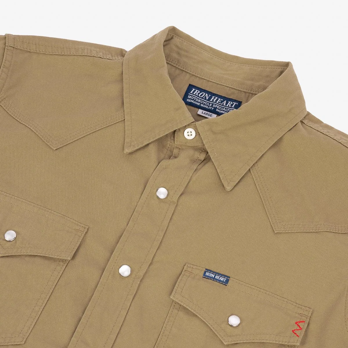 Iron Heart IHSH-394-KHA 7oz Fatigue Cloth Western Shirt - Khaki