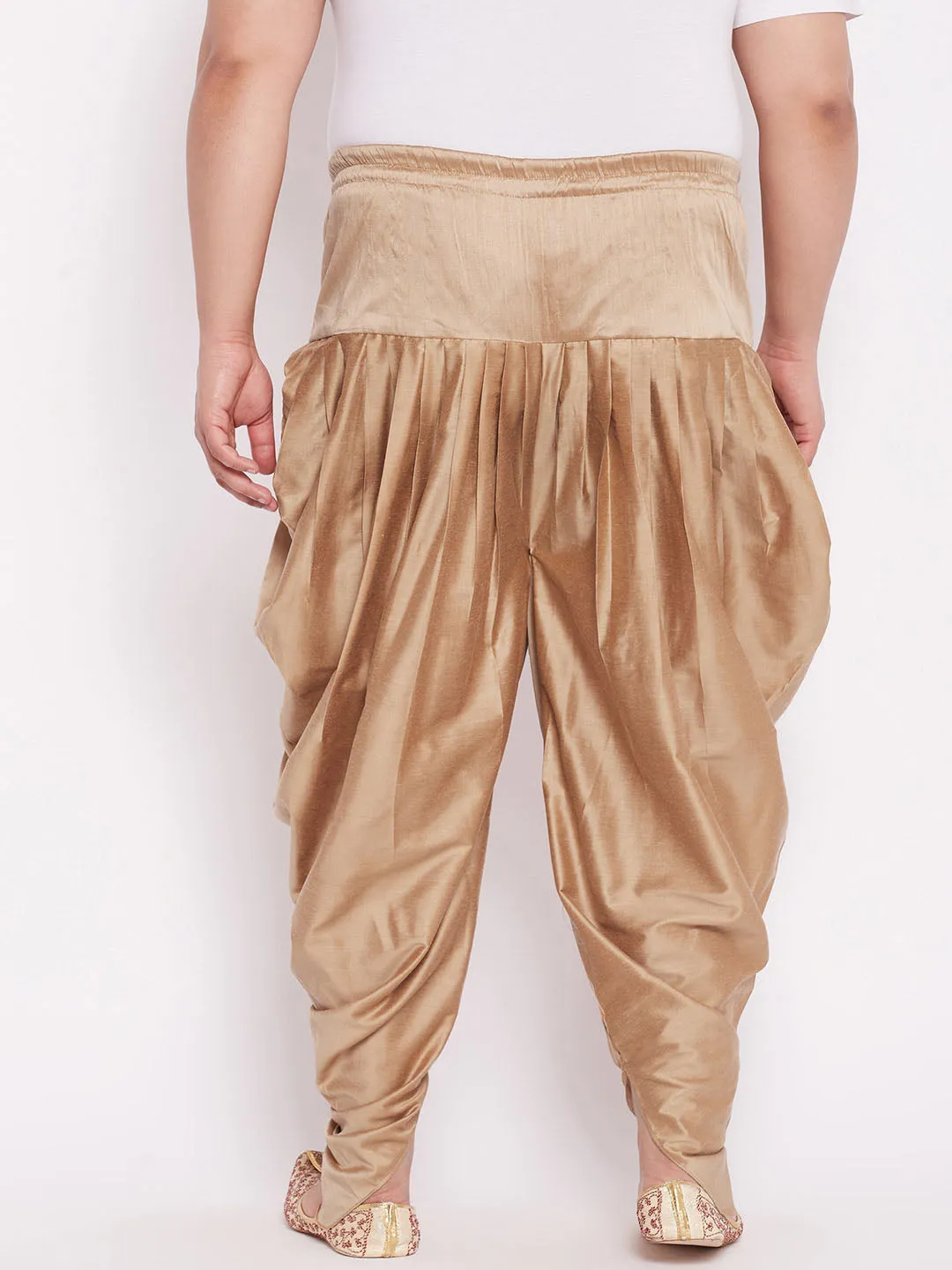 Jashvi PLUS Size Men's Rose Gold-Coloured Solid Cowl Dhoti