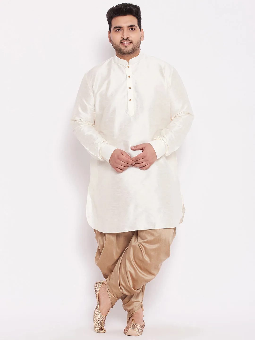 Jashvi PLUS Size Men's Rose Gold-Coloured Solid Cowl Dhoti