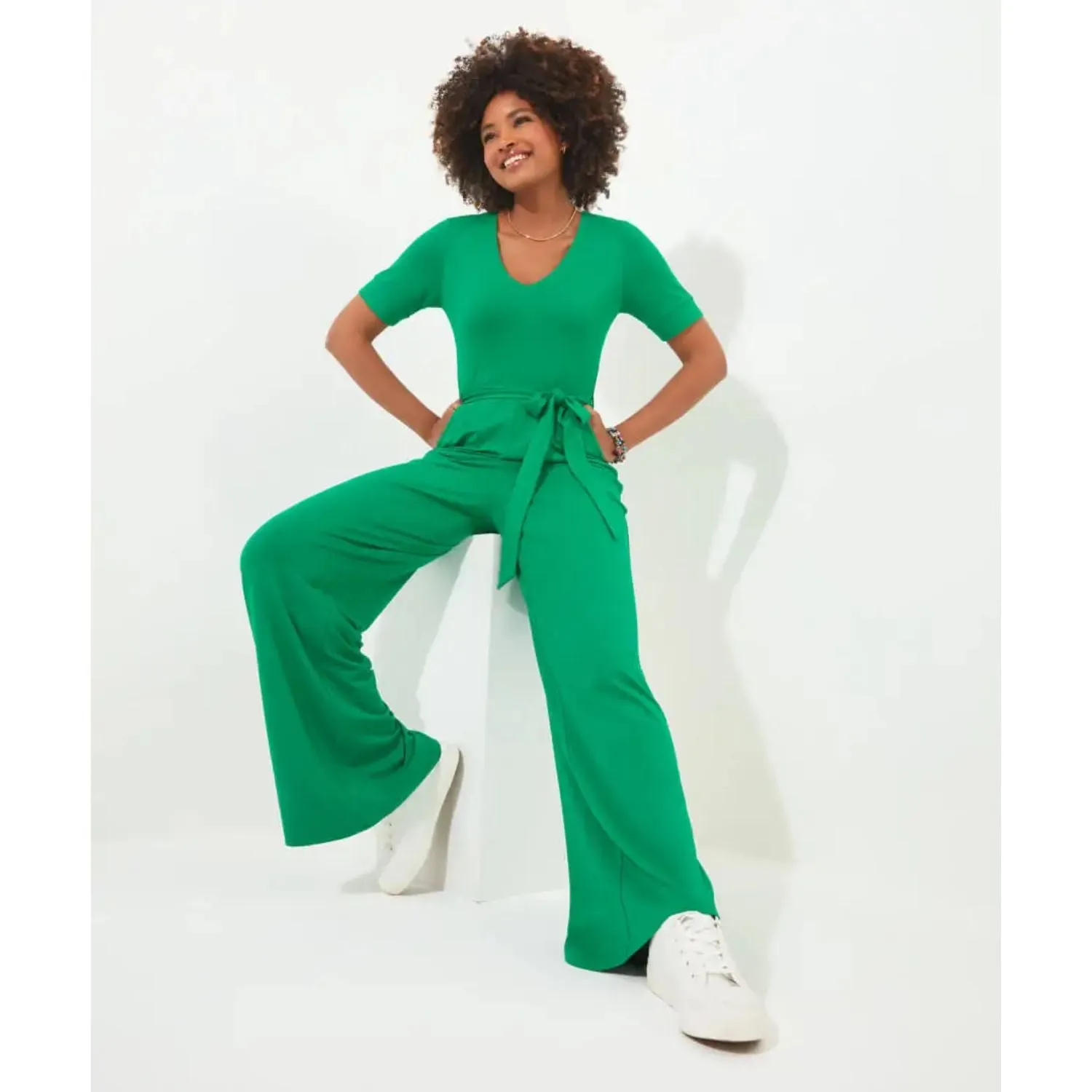 Joe Browns 8 Green Polly Jersey Jumpsuit