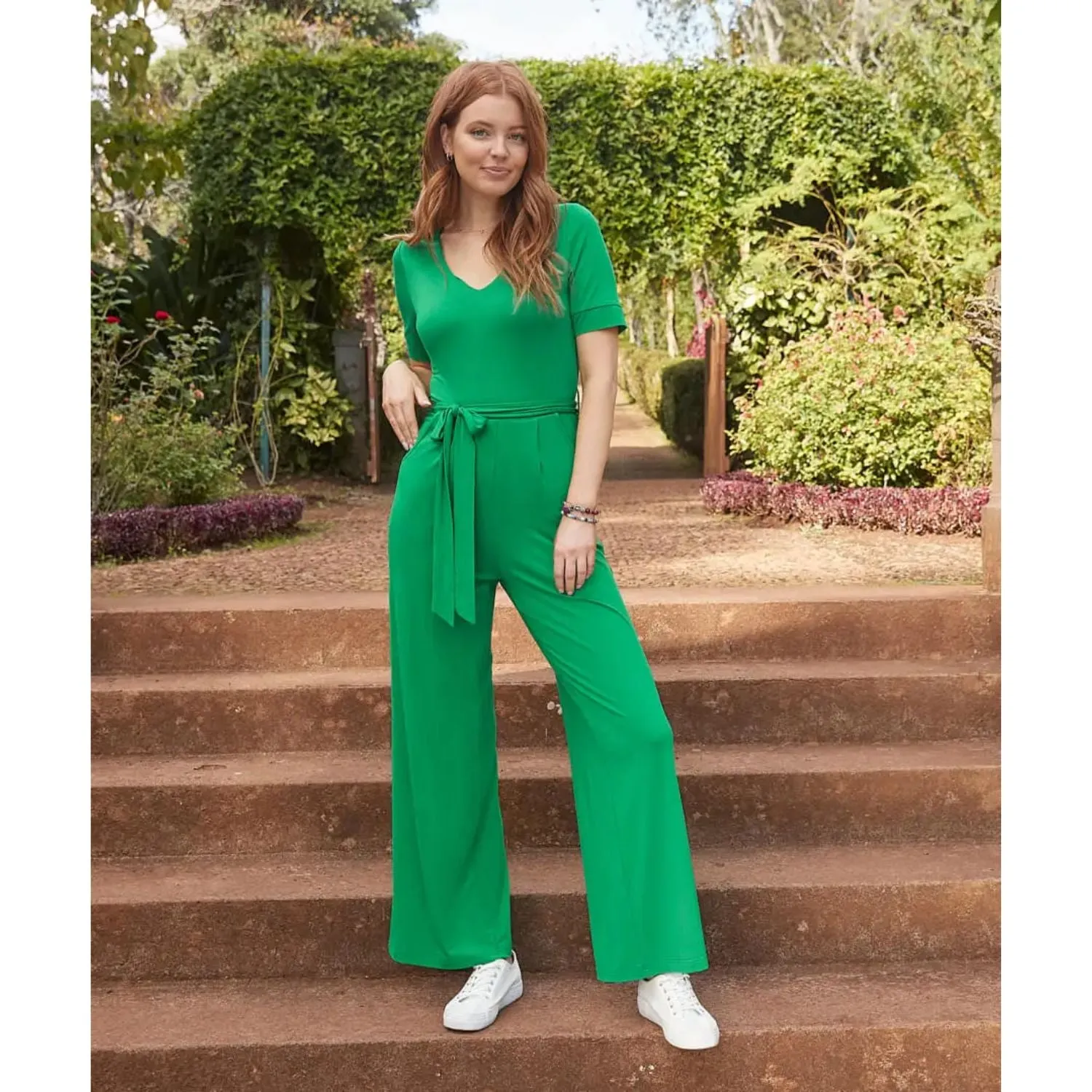 Joe Browns 8 Green Polly Jersey Jumpsuit