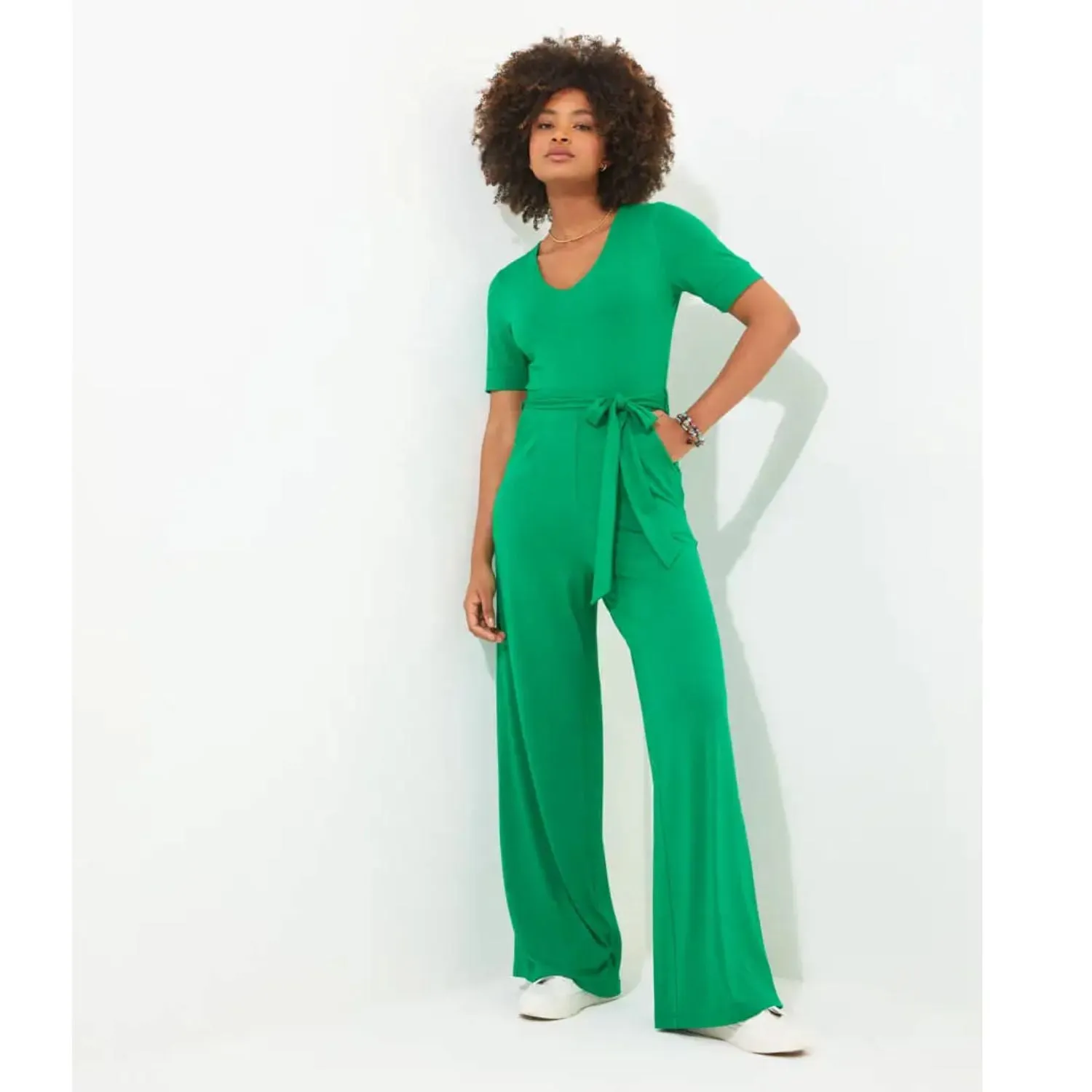 Joe Browns 8 Green Polly Jersey Jumpsuit